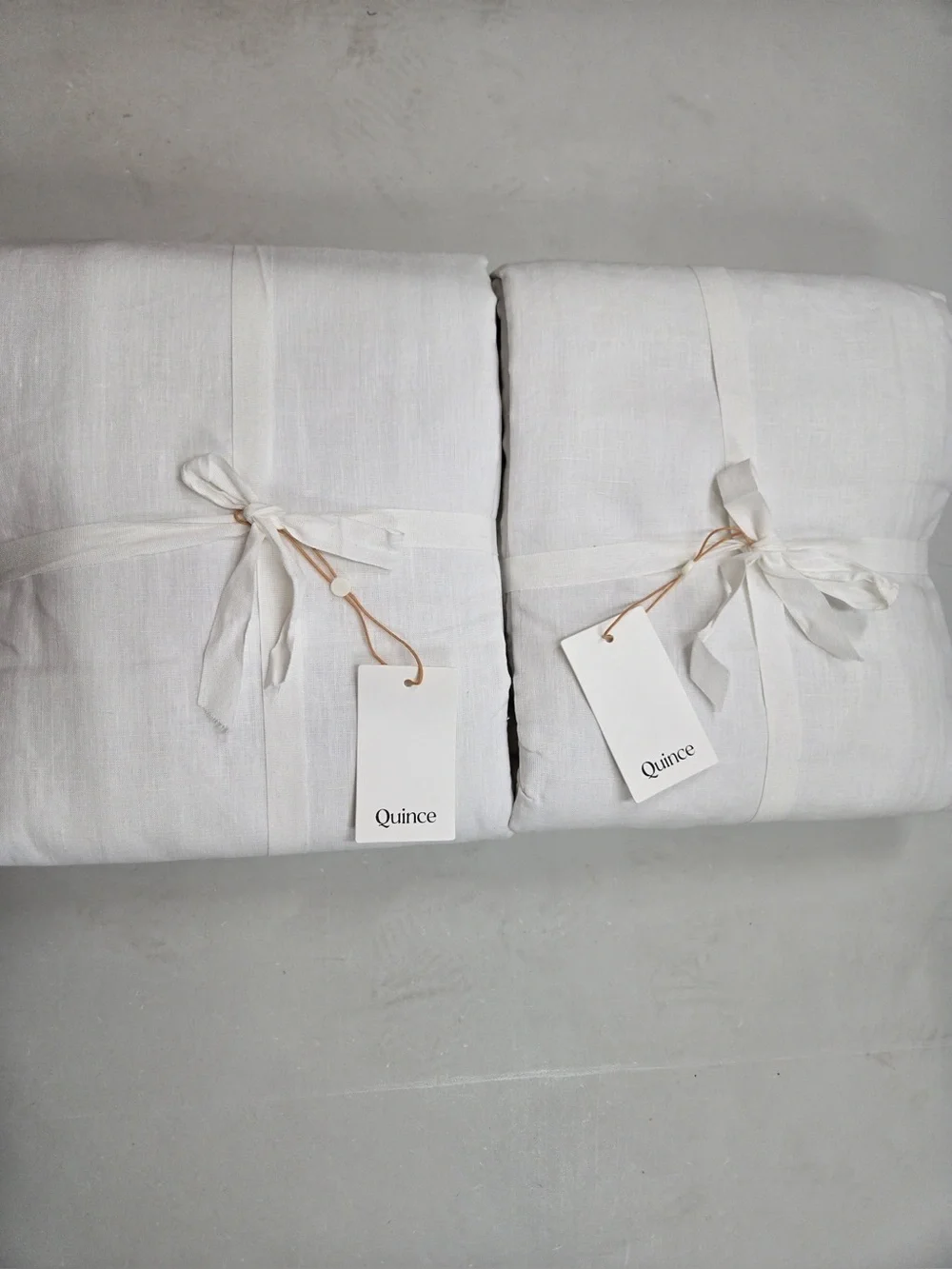 NWT QUINCE Set Of 2 48x108 European Linen True Blackout Curtains White 0409